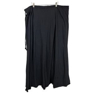 Krista Larson Black Side Waist Tie Cotton Maxi Skirt One Size USA